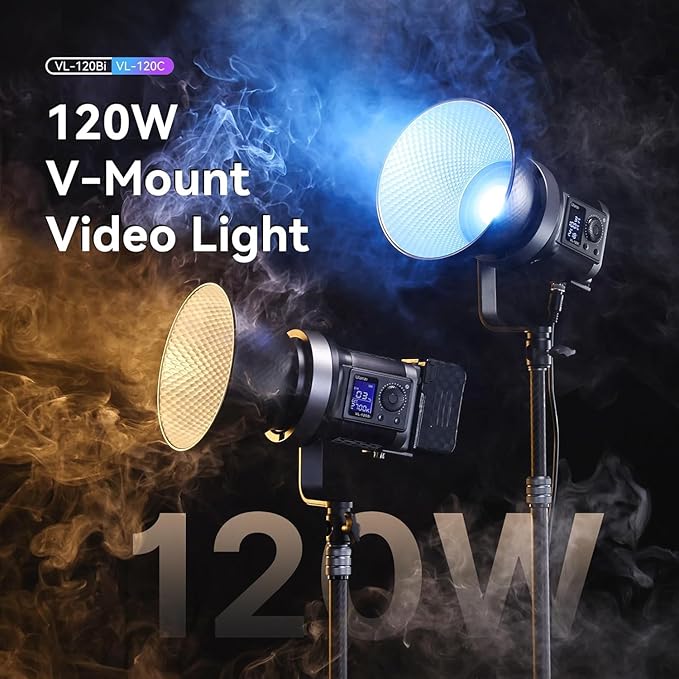 ULANZI Video Light, 120W RGB LED Video Light COB Fill Color Continuous Output Lighting with APP Control, 2700K-6500K 20 Scenes Bowens Mount Photography Light for Video Photo Recording (Bare Light)