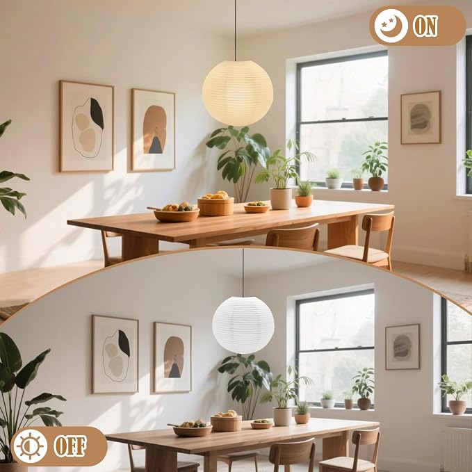 6 PCS White Paper Lantern Lamp, 12'' Chinese Paper Lantern Pendant Light Shade, Round Lampshade for Living Room, Bedroom, Ceiling Lampshade Party Decor