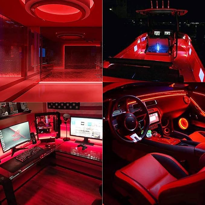 24V COB LED Strip Light Red 5M/16.4ft 2400LEDs Uniform Glow Flexible IP20 Not Waterproof LED Tape Lights for DIY Cabinet Bedroom Kitchen Home Decor(No Power Supply)