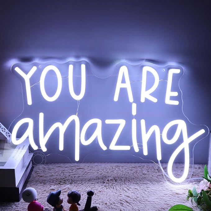 SYLHOME You Are Amazing LED Neon Light Sign 5V Girls Boys Bedroom Living Room Classroom Wall Decor Sign Hanging Smart Kid Birthday Decoration USB 16.9" X 10.6" Cold White