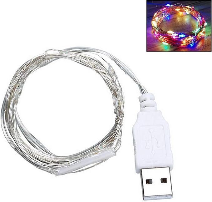 9ft 30 LED USB String Lights - Silver Wire Fairy Lights for Wedding, Party, Christmas & Festival Decorations, Multi-Color