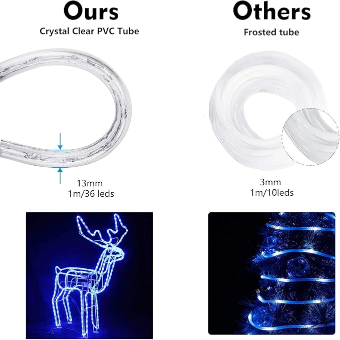 Brizled Color Changing Rope Lights, 18ft 180 LED RGB Rope Lights, Connectable Christmas Light Indoor Tube Lighting with Remote Outdoor White Tube Light Waterproof Color Outdoor Lighting for Xmas Decor