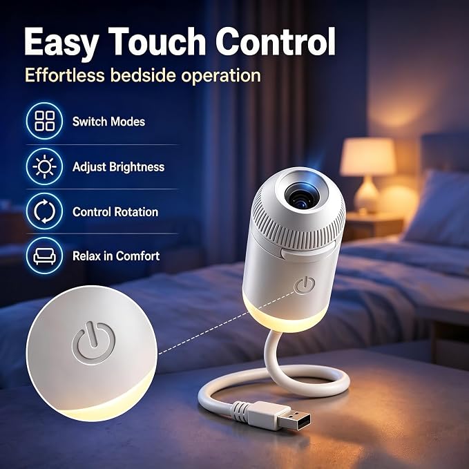 2026 Upgraded 5D Holographic Galaxy Ocean Projector, 2-in-1 Night Light Projector with 24 Films, 360° Flexible Gooseneck Touch Control Dimmable USB Plug & Play Star Lamp for Bedroom (6, Multicolor)