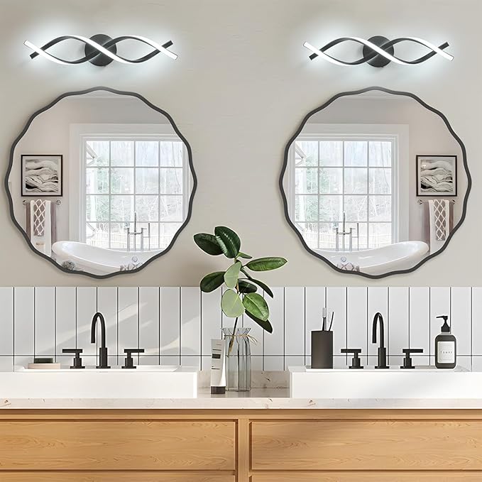 Modern Black LED Vanity Lighting,Bathroom Light Fixture Over Mirror,21 Inch,6000K Cool White