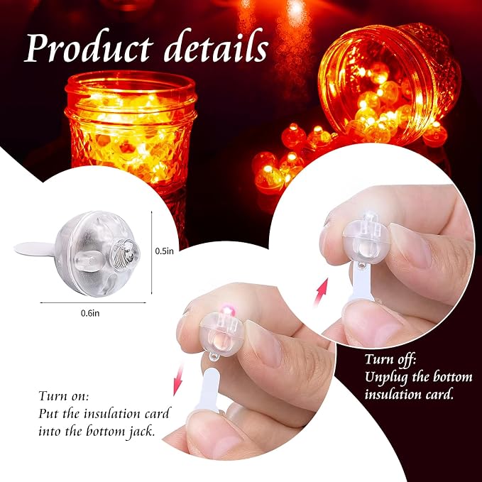 200pcs Balloon Lights Warm White Mini LED Lights Round Long Standby Time Multicolor Ball Lamps Paper Lantern for Easter Birthday Party Christmas Halloween Decoration Red