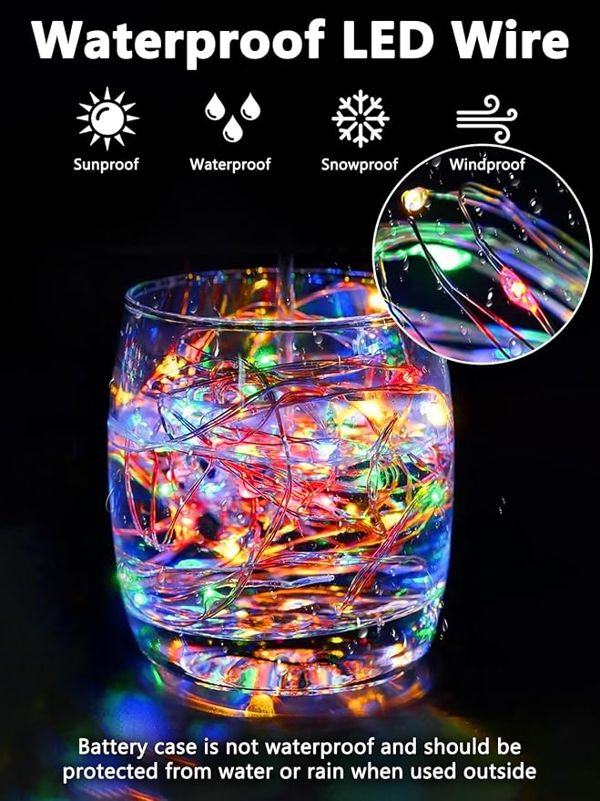 4 Pack Fairy Lights Battery Powered with Remote Twinkle Lights Multicolor | Each 80LED 26FT, 8 Modes, Timer, Bendable & Waterproof Wire, LED String Light Indoor Outdoor for Christmas Garland Home Decor