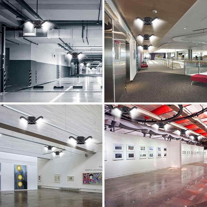 LED Garage Lights - 6000 Lumen 6500K Daylight 60W, Three Leaf Led Garage Ceiling Lights, Pack of 2