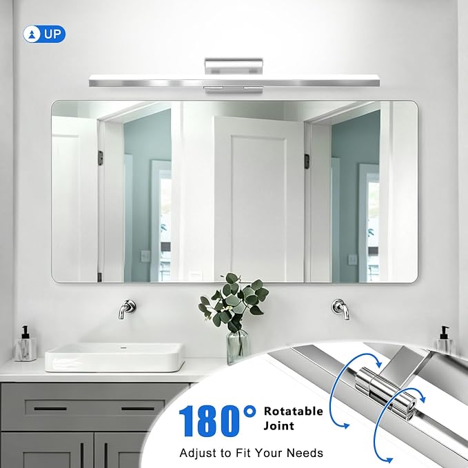 IZORRO Modern Bathroom Vanity Light 40 inch, Rotatable, 32W Dimmable Led Bathroom Light Fixture Over Mirror, Chrome Vanity Light Bar (Cool White 6000K)