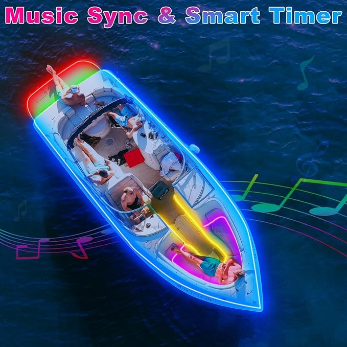 50FT Boat Lights LED Waterproof, 12V Marine Light Strip for Boat, RGB Marine LED Strip 12V with App & Remote for Pontoon Interior and Exterior, Night Fishing Lighting for Jon, Yacht, Kayak, Deck