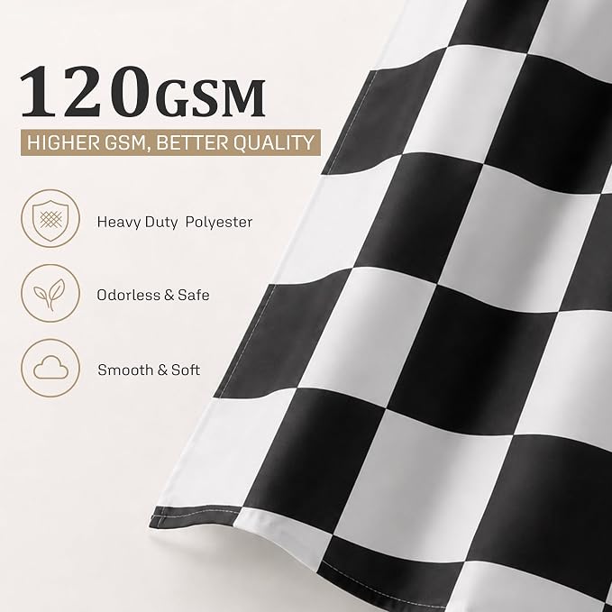 Ohocut Checkered Shower Curtain, Black and White Shower Curtains for Bathroom, Cute Retro Checkboard Shower Curtain Vintage Aesthetic, Washable Fabric Bath Curtain 72''x72''