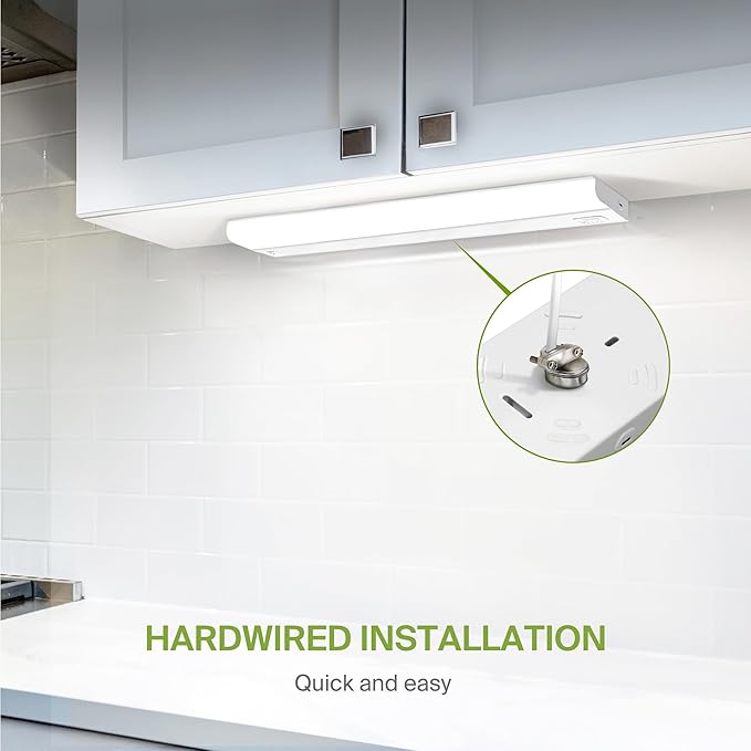 ASD 12 Pack 32 Inch Hardwired LED Under Cabinet Lights, On/Off & 5CCT Switch 2700K-5000K, 16W 1436LM CRI90+, Direct Wire Low Profile Linkable Fixture, Dimmable Under Counter Kitchen Lighting, White UL