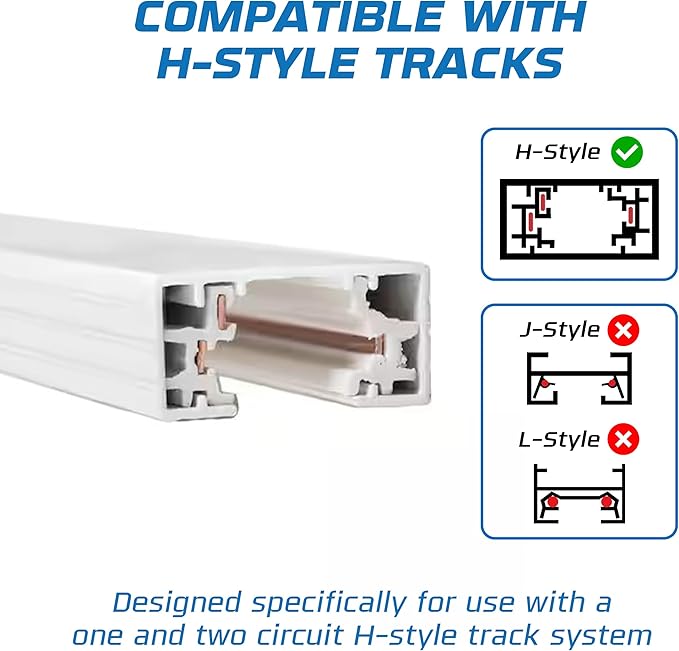 OHLECTRIC Track Light NT-308W (2 Pack) - White - Utility Hook - Single or Dual Circuit - Compatible with Halo Track
