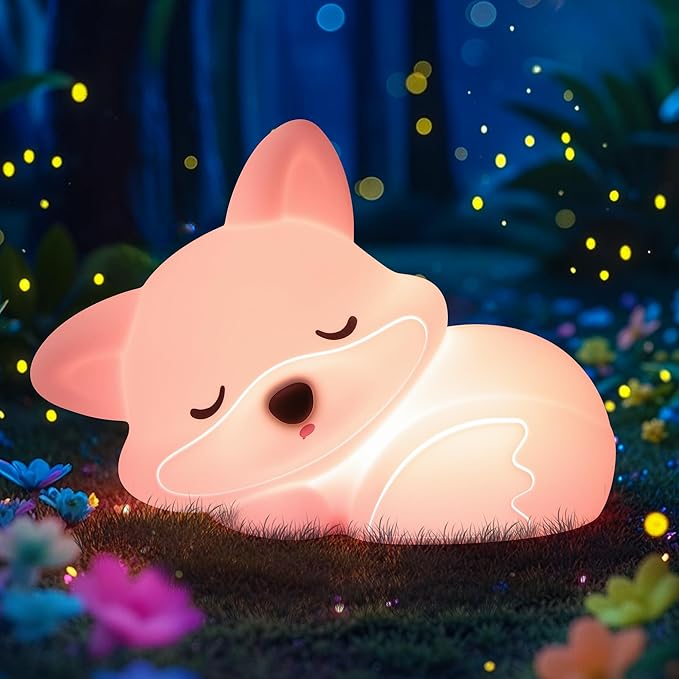 Fox Night Light, Cute Fox Silicone Night Light Gifts for Girls 8-12, Fox Lamp for Kids Child Baby Women Nursery, Animal Light with Touch Control, Timer and USB Rechargeable