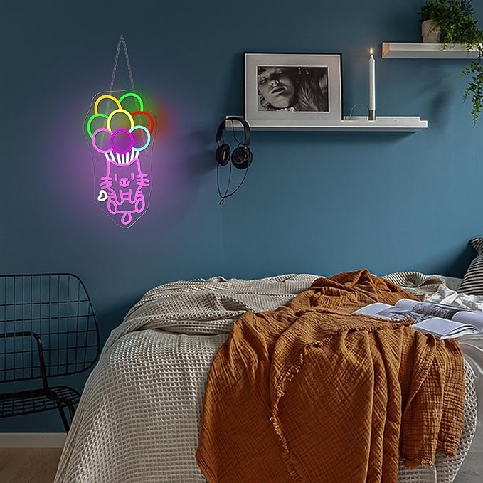 Ball Cat Neon Sign Wall Decor Ball Cat Neon Light Bedroom Wall Decor Suitable for Classroom Book Party Library Decoration Reading Room Bookish Decor Gift