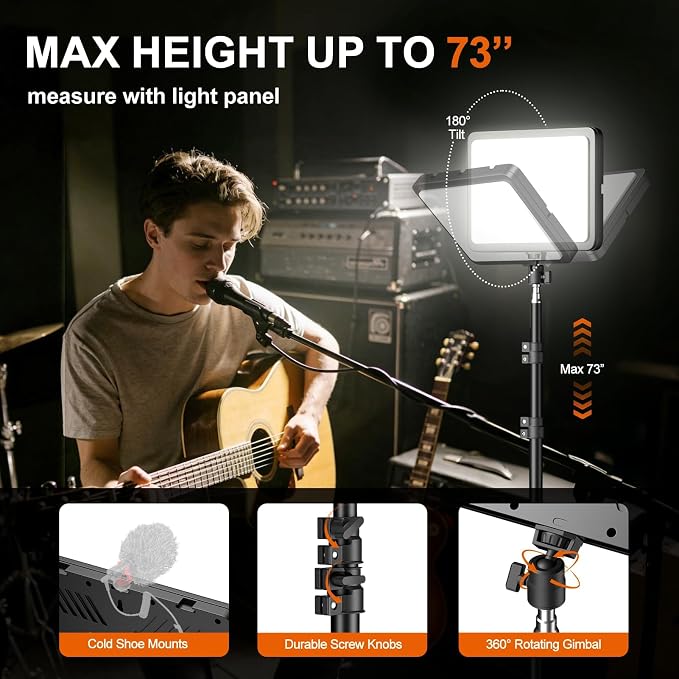EMART 2-Pack LED Video Light Kit, 35W/3600lux Photography Lighting | 2800-7000K Dimmable Studio Lights with 11.5ft Power Cord, 46-73in Adjustable Tripod Stand for YouTube, TikTok, Recording
