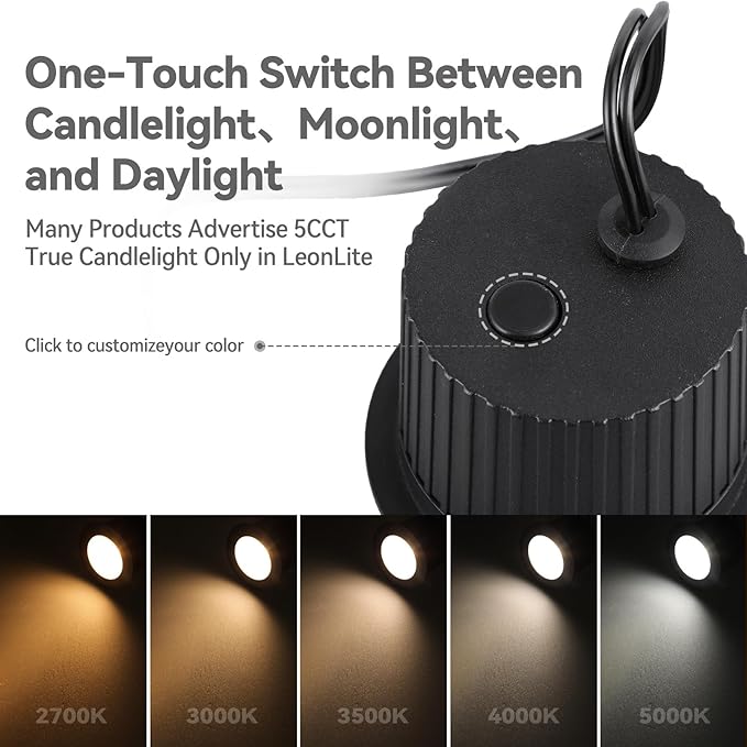 LEONLITE 6-Pack 3W 5CCT Well Lights In Ground Outdoor, Black | 12-24V AC/DC, CRI90, IP67, 2700K/3000K/3500K/4000K/5000K, Low Voltage Garden Landscaping, Embedded Parts Included, Aluminum