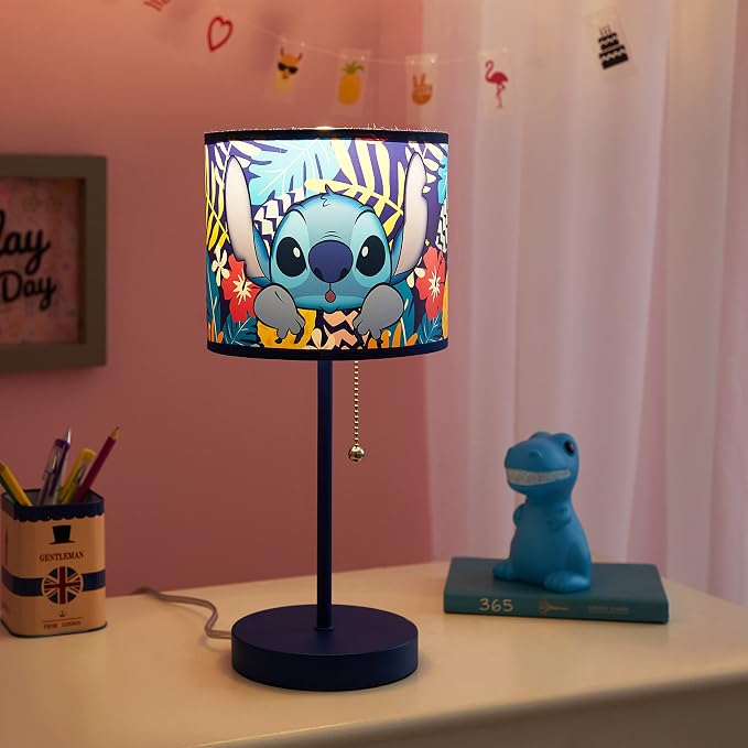 Lilo & Stitch Stick Table Kids Lamp with Pull Chain, Themed Printed Decorative Shade