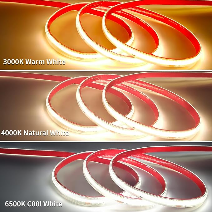 ETL COB LED Rope Light IP65 AC 120V 32.8FT 1200lm Ultra Bright 3000K White | Waterproof Cold-Resistant ETL Light Strip No Driver Tape Lighting for Home Commercial LED Strip Light 3000K Warm White