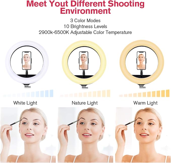 18 inch LED Ring Light with Tripod Stand Dimmable Makeup Selfie Ring Light for Studio Portrait YouTube Vlog Video Shooting with Carrying Bag and Remote Controller, CRI 90