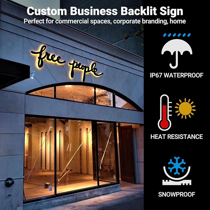 Large Custom Sign for Wall, Professional Personalized 3D Business Dorm Name Sign, Business Logo Sign for Salon Studio Reception Wedding Birthday Party Gift Storefont Bar Bedroom (Custom Backlit Sign)