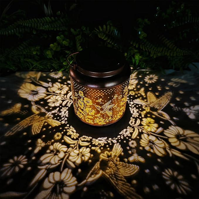 Hummingbird Solar Outdoor Waterproof Lantern Garden Decor Birthday Gifts for Women Mon Grandma Metal Hanging Solar Lights Outside LED Lanterns for Yard Patio Lawn Pathway Landscape (Hummingbird)