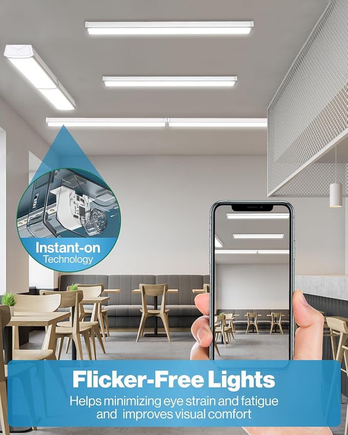 Sunco 20 Pack LED Shop Lights 4ft, Wraparound Fixtures, 40W=300W, Linkable | 3500LM, 6000K Daylight DLX, Surface Mount, Hardwired, Links 8x, 48" Fixtures for Shops, Garages, Workshop Utility Lighting