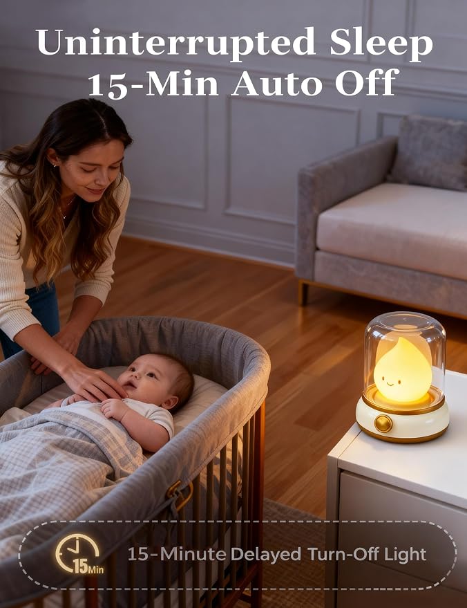 Night Light for Kids, Cute Desk Lamp, Kids Camping Essentials, Rechargeable | BANDIANCY Campfire Night Light, Dimmable Bedside Light for Bedroom, Ghost Flame, Portable, Kids Lantern, Gift for Girls Boys
