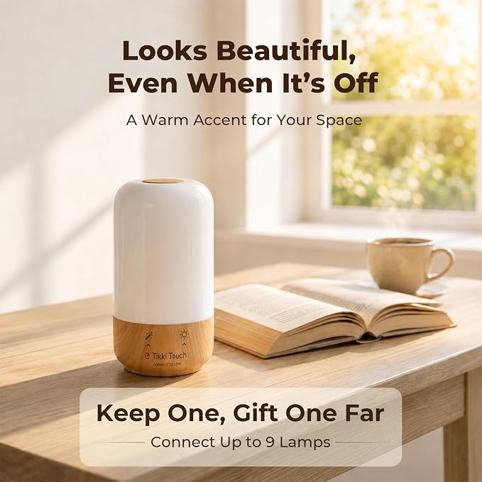Tikkitouch Long Distance Touch Lamp, Gift for Couples & Family, Set of 1 | WiFi and Bluetooth setup, app control, touch activated, 16 million colors, for Mom Friend, share moments across any distance