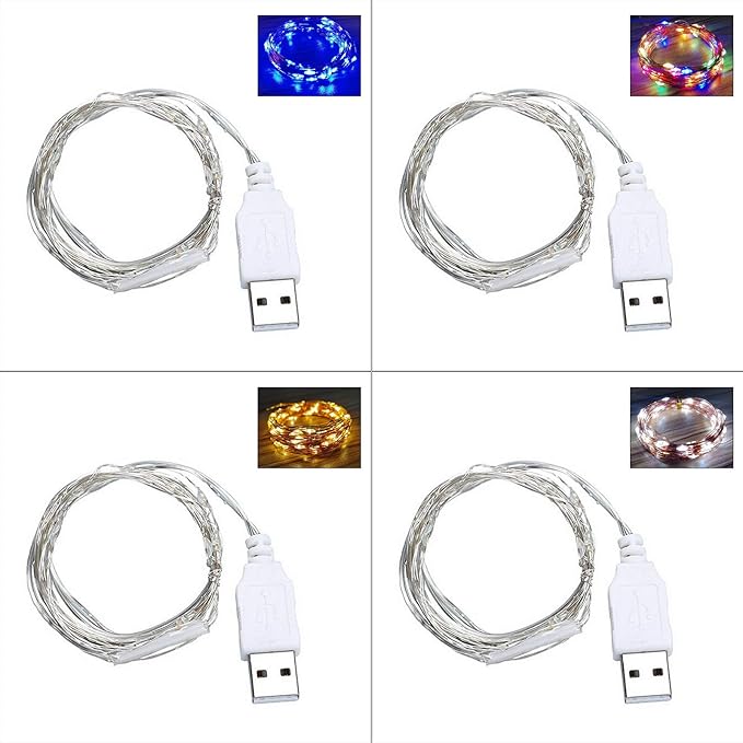 9ft 30 LED USB String Lights - Silver Wire Fairy Lights for Wedding, Party, Christmas & Festival Decorations, Multi-Color