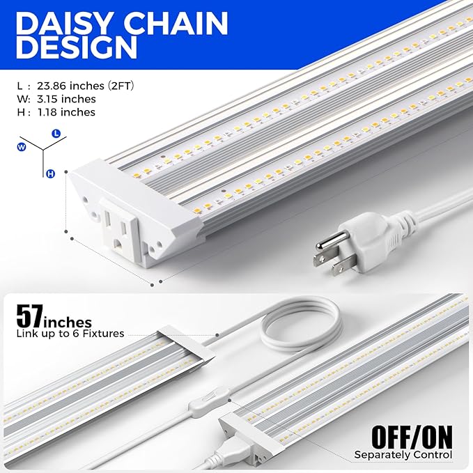 Barrina TX36 2FT LED Grow Light for Indoor Plants, 36W(200W Equivalent), High PPFD, Full Spectrum, Hanging Plant Lights for Indoor Growing, Seedlings, Vegetables, with On/Off Switch, Linkable, 1 Pack