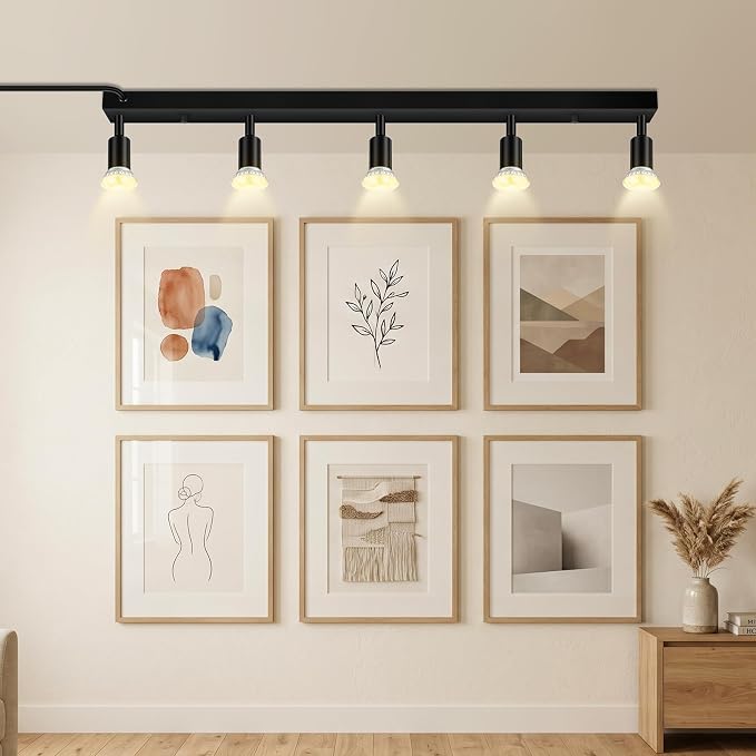 Plug in Track Light,30"Track Ceiling Lighting Fixtures,Black 5 Way GU10 Wall Spotlight, Rotatable Track Head,LED Wall Light for Kitchen Cabinet Gallery Bar Hallway Living Room,Rocker Switch,15 FT Cord