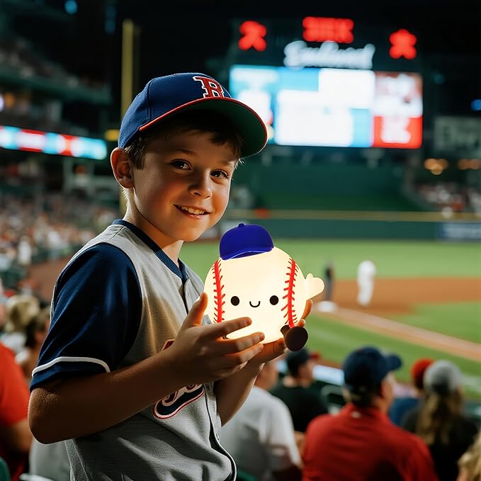 Baseball Night Light, Silicone Touch Control Lamp USB Rechargeable with Timer & Brightness Adjustment, Ideal for Breastfeeding Creates Glow for All Ages Baseball Lovers