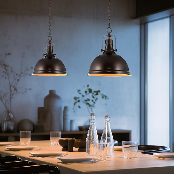 Kira Home Belle 14" Modern Industrial Pendant Light for Kitchen Island | Classic Dome Metal Shade, Retro Mid-century Profile Design, Classic Oil Rubbed Bronze Finish Ceiling Hanging Fixture