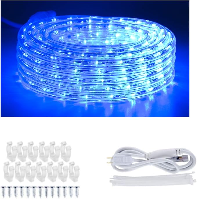 40ft Blue Led Rope Lights, Waterproof, 432LEDs, Outdoor, Indoor, Connectable, Flexible Blue Led Strip Lights for Garden, Camping, Stairs, Balcony, Party, Christmas