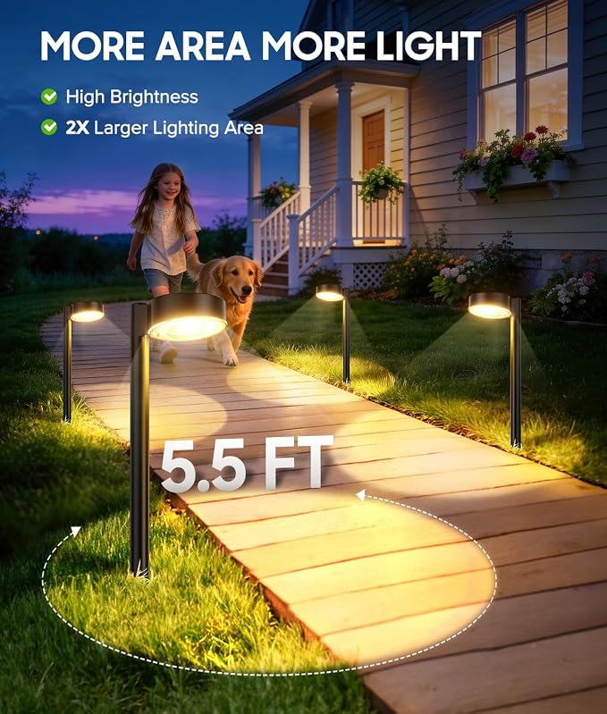 8 Pack Solar Pathway Lights Outdoor, Up to 12Hrs Solar Light | Larger Focused Spot Lens, Waterproof Solar Light for Garden, Walkways, Landscape Path