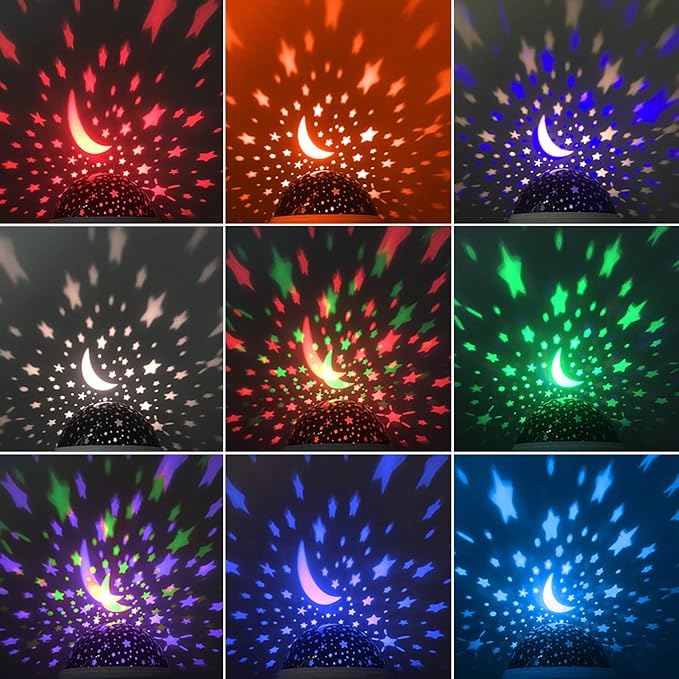 RICTLY Night Light for Kids, Kids Night Light Nebula 360 Degree Rotation - 4 LED Bulbs 12 Light Color Star Projector Changing with USB Cable, Romantic Gifts for Men Women Children