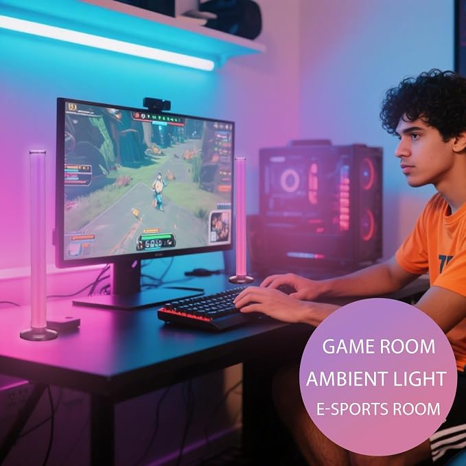 RGB Gaming Light Bars, 2 Pack 16.5 Inch Smart LED Light Bars with Music Sync, APP & Remote Control, 360° TV Backlight, USB Powered Ambient Lighting for PC Monitor Bedroom Gaming Room