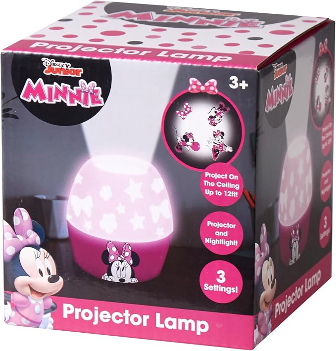 Disney Minnie Mouse Scene Projection Kids Lamp & Nightlight – Cute Bedroom Bedside Projector Lamp for Girls, Toddler & Children’s Night Light