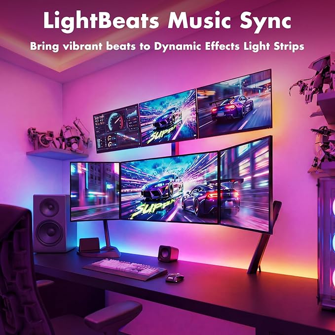 LED Lights for Bedroom, 50FT IC RGB LED Strip Lights, Smart Control | Color Changing, Multiple Colors Chasing Effects, APP & Remote Control, Timer Function, Music Sync Lights for Party, Kitchen