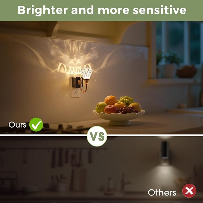 L LOHAS LED Night Lights Plug into Wall, 3000K Soft Warm Night Light | 2 Pack Decor Floral Night Lights,Auto Sensor,0-100LM Adjustable,Rotatable Plug in Nightlight for Bedroom,Nursery,Hallway,Gift