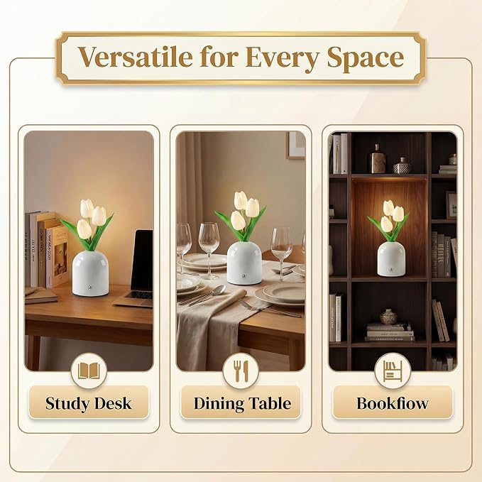 Birthday Gifts for Women/Mom Table Lamp, 3 Color Crystal Flower Bedside Lamps Infinitely Dimming with USB Charge Small Night Light,Nightstand Touch Lamp for Bedroom (S-White)