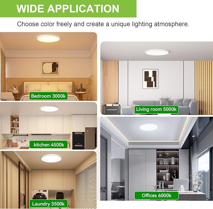 hunhun 8 Pack 3200lm LED Flush Mount Ceiling Light 28W 12 Inch 5CCT Adjustable Super Slim 0.87 inch led Ceiling Light Fixture Round Ceiling Lamp for Bedroom Living Room Kitchen Laundry White