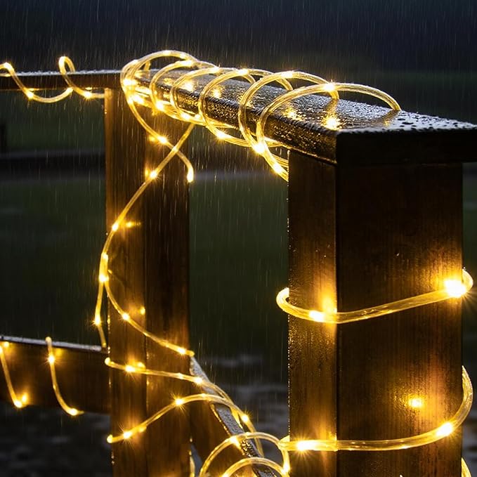 Connectable Rope lights Plug in165FT 500 LEDs Rope Lights,including 5Packs 33FT 100LEDs Tube Lights,Waterproof 8 Modes Remote String Light for Outdoor Indoor Patio Backyards Garden,Warm White