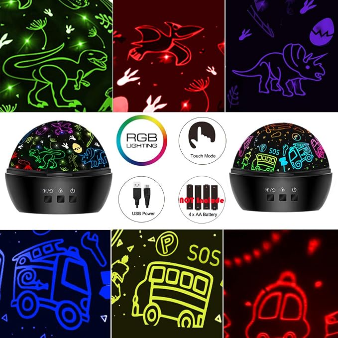 Dinosaur Night Light Toys for 3-8 Year Old Boys,2 in 1 Dino Projection for 2-10 Year Kids,Boys Girls Gifts,Suitable for Chirstmas Xmax Easter Birthday