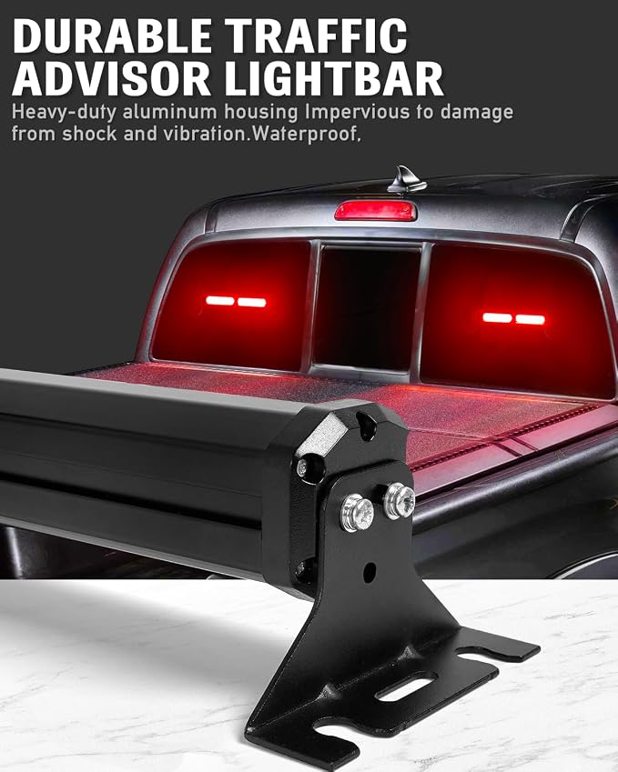 HLauto 1002L Emergency Strobe Traffic Advisor Light Bar: 40 LED Dash Safety Warning Flashing Light, Front/Rear Windshield Visor for Construction Vehicle, Tow/Plow Truck (2x10.7inch, Red)