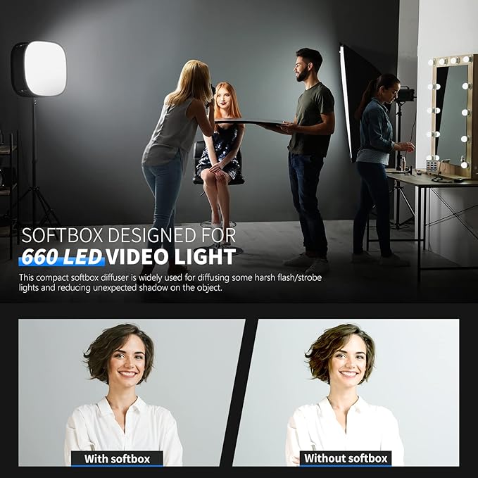 NEEWER LED Light Panel Softbox for 660/530/480 LED Light, Outer 16.3'' x 6.5'', Inner 9.8'' x 8.7'', Foldable Diffuser with Strap Attachment and Bag for Photo Studio Portrait Video Shooting