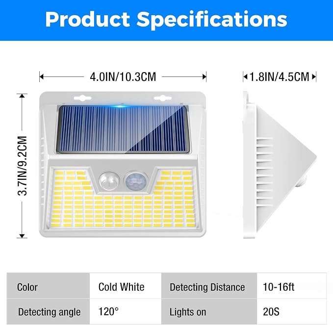 Solar Lights Outdoor Waterproof [12 Packs/140 LEDs], 3 Lighting Modes Motion Sensor Ultra Bright Security Lights for Outside Fence Patio Deck[White]