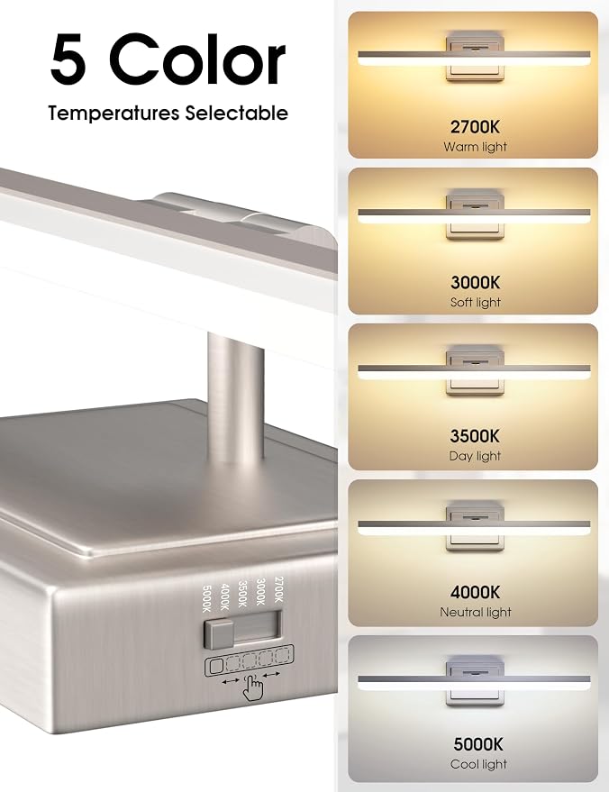VOLISUN Modern Bathroom Vanity Light 31.5 inch, Rotatable, 28W Dimmable 5CCT Led Bathroom Light Fixture Over Mirror, Brushed Nickel Bar Vanity Light for Bathrooms Mirror Restroom-ETL Certificated