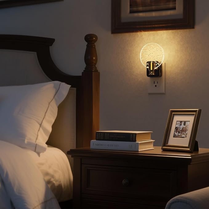 LED Night Light, Decorative Bubble Night Light Plug Into Wall | Dusk-to-Dawn Sensor, Dimmable Nightlights for Bathroom Hallway, Bedroom,Kids Room,Stairway, Soft White