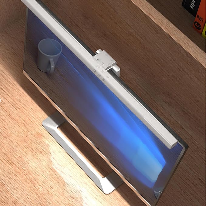 Computer Monitor Lamp, Screen Monitor Light Bar for Eye Caring, USB Reading LED Task Lamp with Auto Dimming, Touch Control, No Glare Eye Protection Home Office Desk Lamps (White)